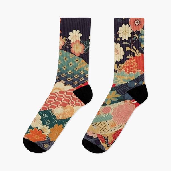 Item preview, Japanese floral pattern with fans VI designed and sold by alphadaze.