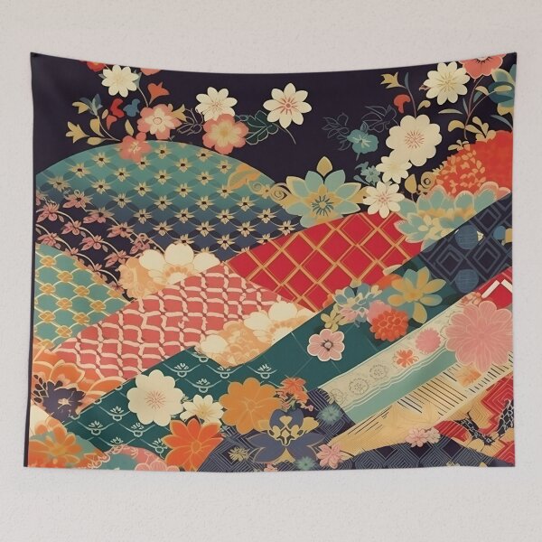 Item preview, Japanese floral pattern with fans VI designed and sold by alphadaze.
