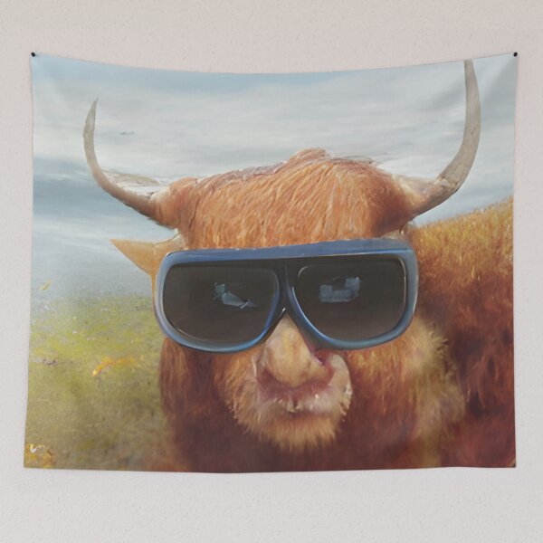 Item preview, Funny Long Haired Cattle Painting designed and sold by Tamas Das.