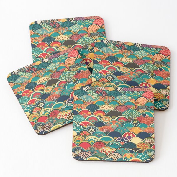 Item preview, Japanese floral pattern with fans VII designed and sold by alphadaze.