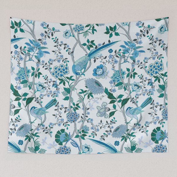 Item preview, Chinoiserie Chintz blues and greens, Hamptons style, pretty, pastels, peacocks designed and sold by chrissyink.