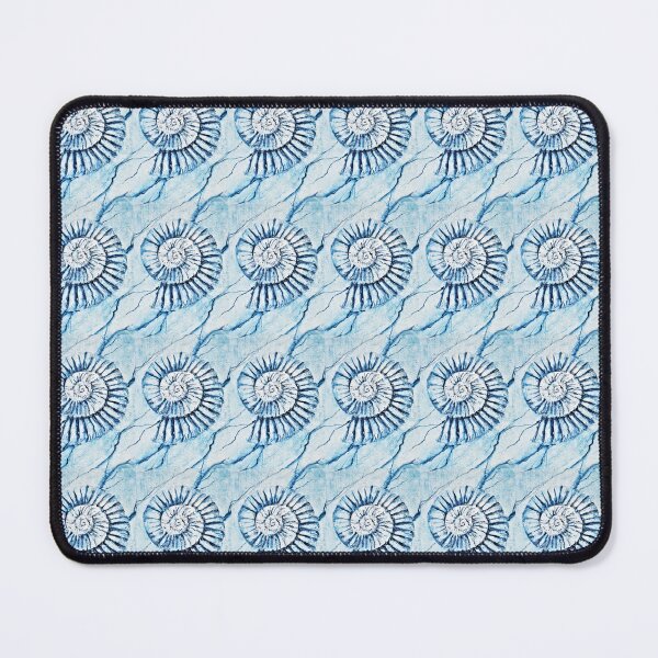 Item preview, Repeat ammonite in blue designed and sold by LisaLeQuelenec.