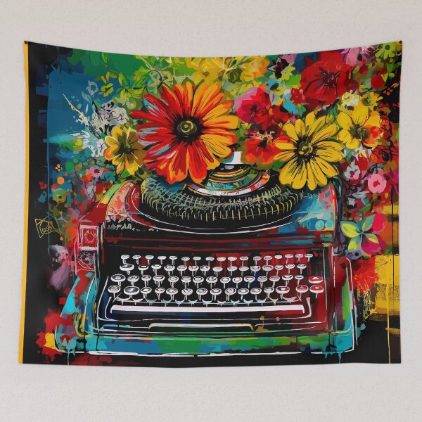 Item preview, Vintage Typewriter with Flowers Abstraction designed and sold by TheHellSong.