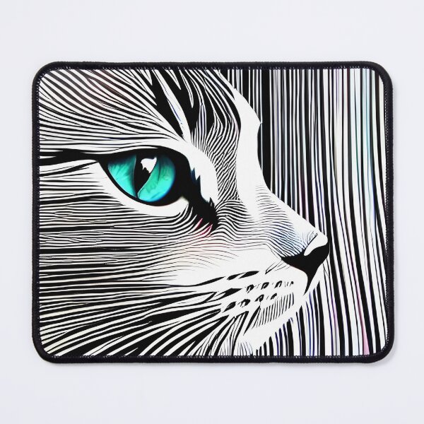 Item preview, Cat with green eyes in curved line shape designed and sold by AICreatorin.