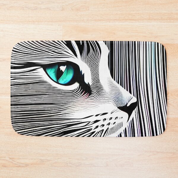 Item preview, Cat with green eyes in curved line shape designed and sold by AICreatorin.