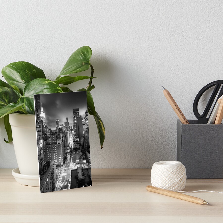 New York City At Night From The Rooftops - Black & White Poster