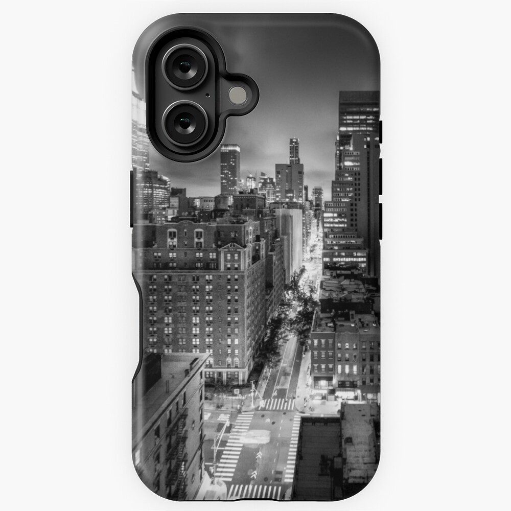 New York City At Night From The Rooftops - Black & White Poster