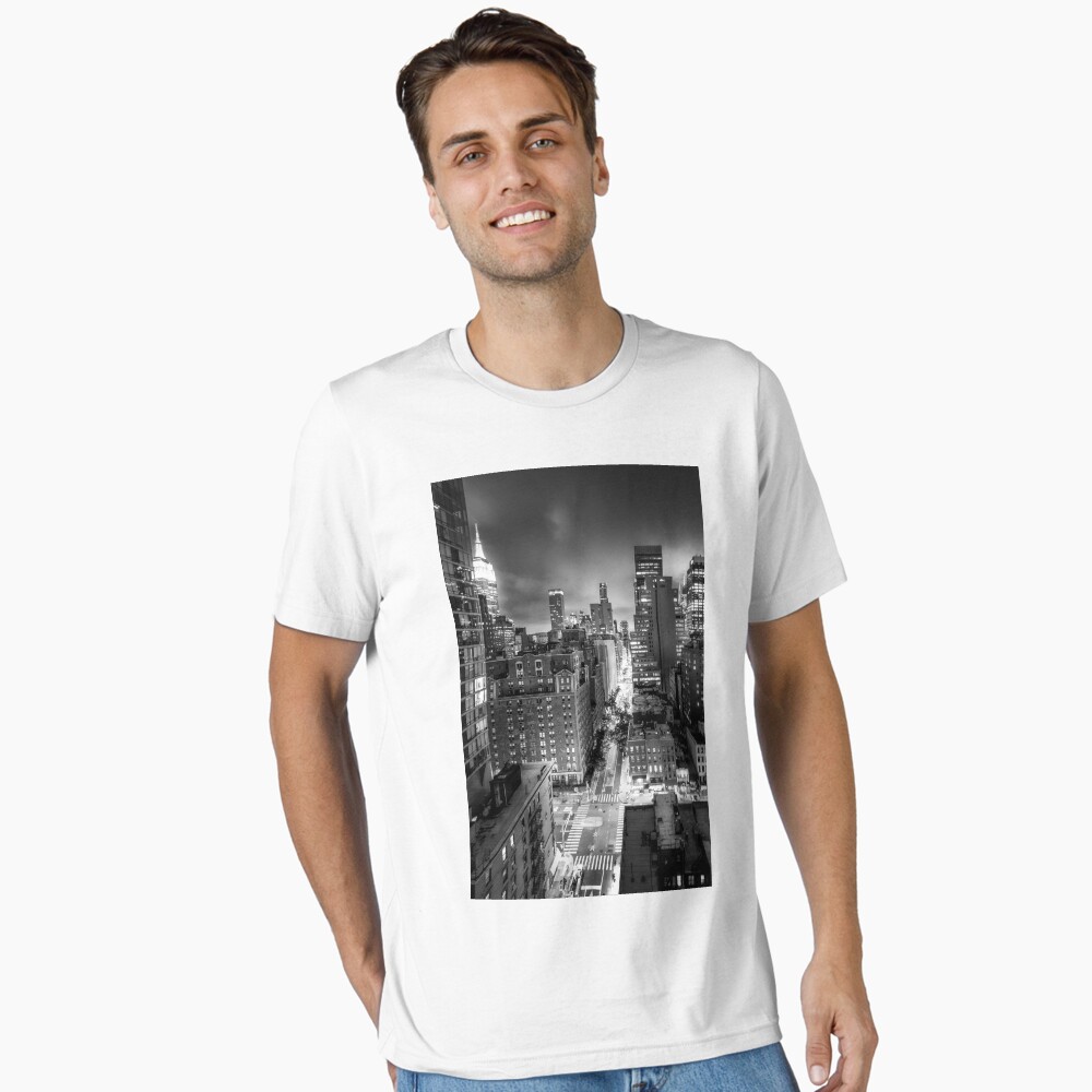 New York City At Night From The Rooftops - Black & White Poster