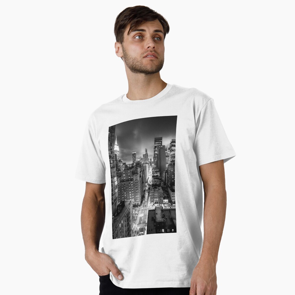 New York City At Night From The Rooftops - Black & White Poster