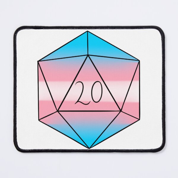 Item preview, trans d20 designed and sold by Little Crows Trinkets.