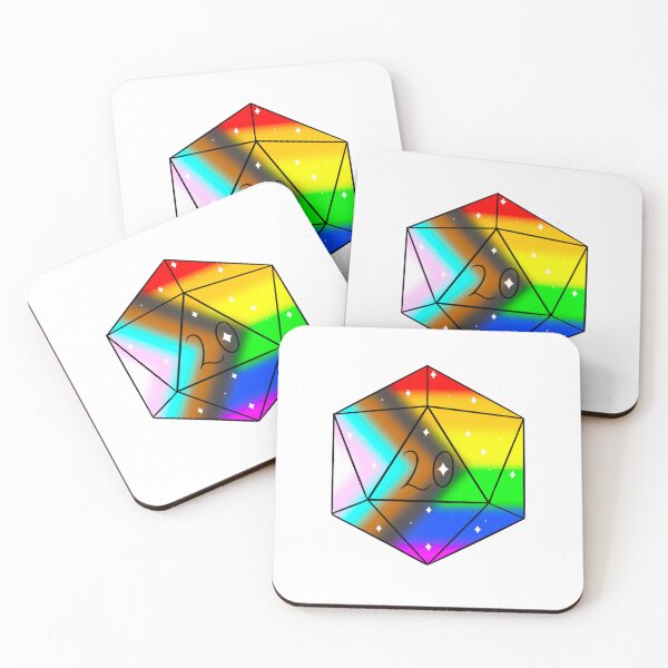 Item preview, pride d20 with stars designed and sold by Little Crows Trinkets.