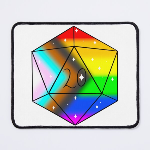 Item preview, pride d20 with stars designed and sold by Little Crows Trinkets.