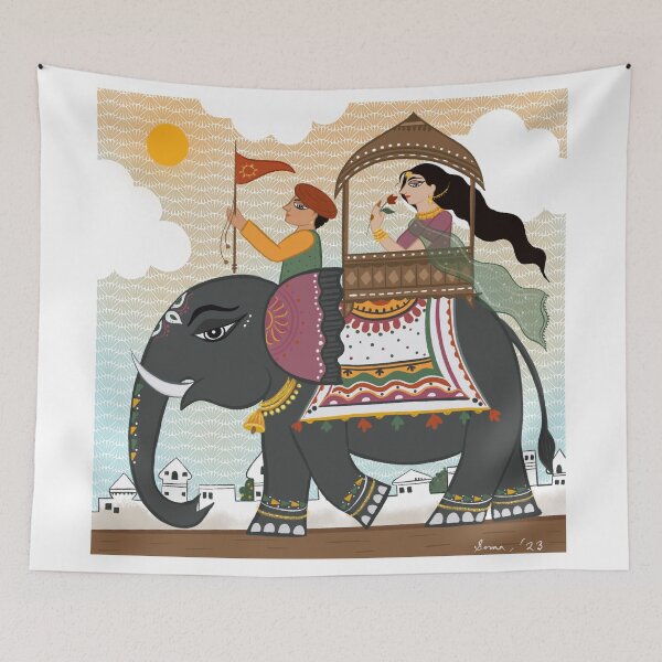 Item preview, Princess on Elephant designed and sold by Soma Chakraborty Debnath.