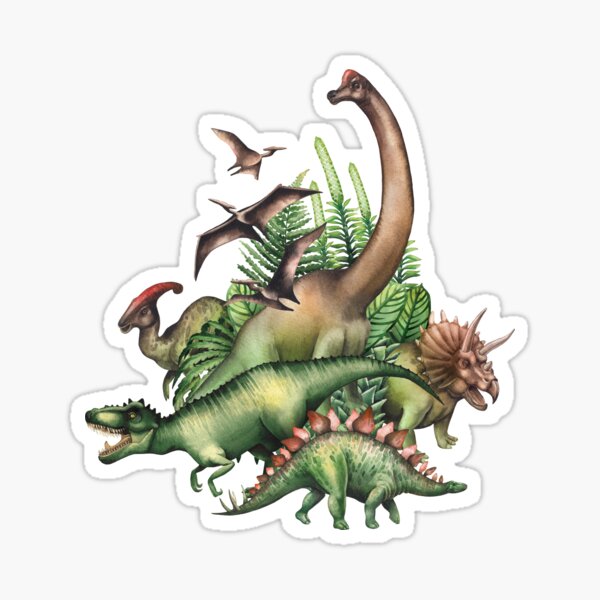 Watercolor dinosaurs and prehistoric plants Sticker