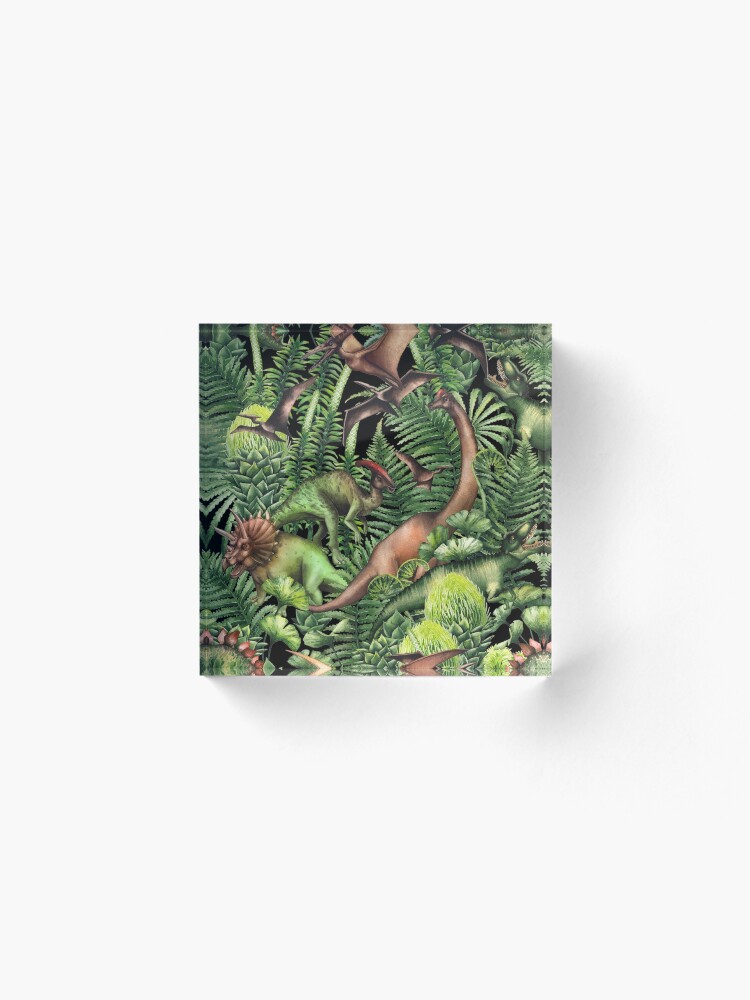 Alternate view of Watercolor dinosaurs and prehistoric plants Acrylic Block