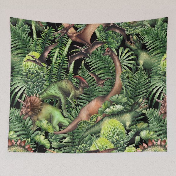 Item preview, Watercolor dinosaurs and prehistoric plants designed and sold by Ekaterina Glazkova.