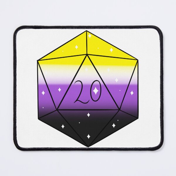 Item preview, non binary d20 with stars designed and sold by Little Crows Trinkets.