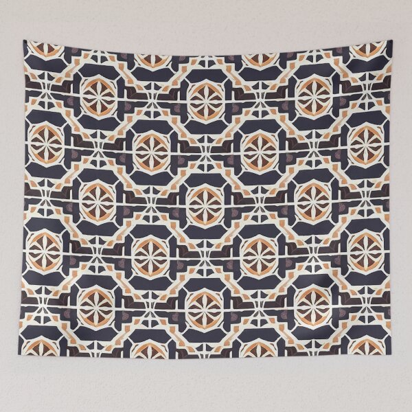 Item preview, Retro Tile Pattern Black and White with Orange and little Brown, modern Plaid designed and sold by RetroTile.