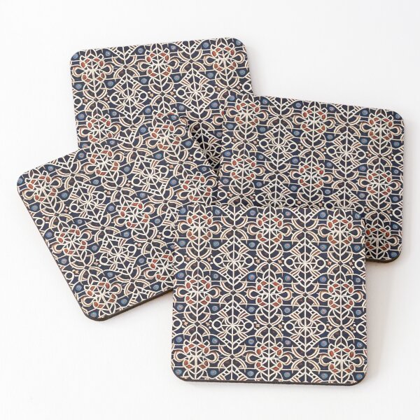 Artikelvorschau, Retro Tile Pattern Black and White with Dark Blue Shades and little Orange details entworfen und verkauft von RetroTile.