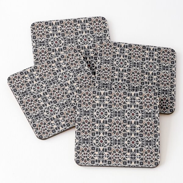 Item preview, Retro Tile Pattern Black and White with little dark Brown details, like a mosaic designed and sold by RetroTile.