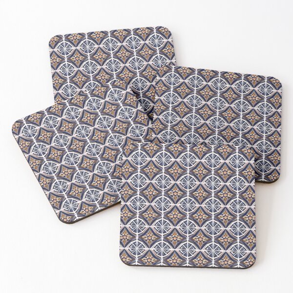 Item preview, Retro Tile Pattern Midnight Blue and Dark Yellow shades with White designed and sold by RetroTile.