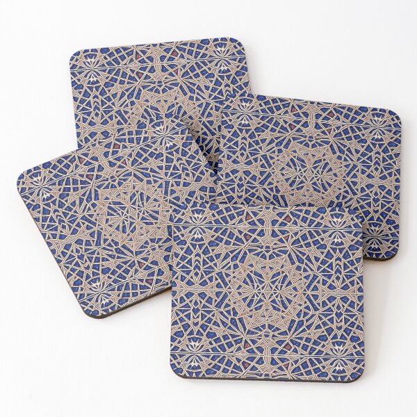 Aperçu de l'œuvre Retro Tile Pattern Dark Blue and Brown lines créée et vendue par RetroTile.