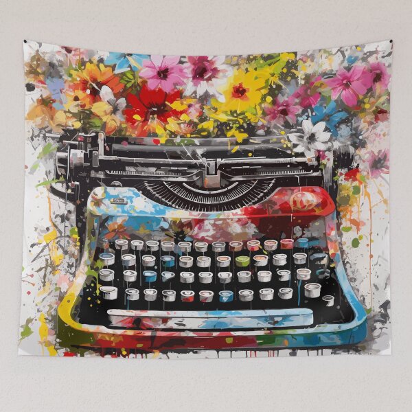 Item preview, Vintage Typewriter with Flowers Abstraction designed and sold by TheHellSong.