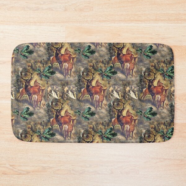 Item preview, woodland stags vintage pattern design designed and sold by Vintage Designs +.