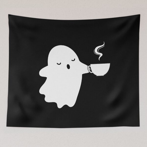 Item preview, Cute Ghost with Coffee Mug - Cozy and Spooky Design designed and sold by GorinART.