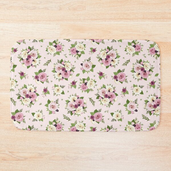 Item preview, Floral pattern with pink and white flowers and blackberries on a pink background designed and sold by Naddya.