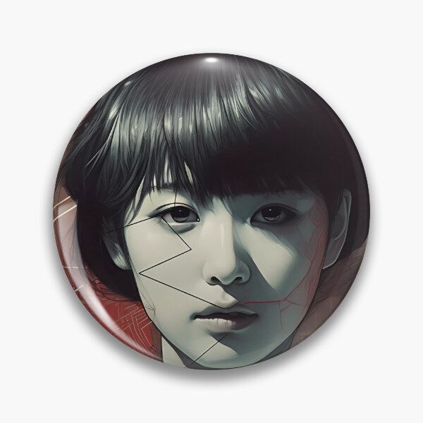 Item preview, Original Portrait of a Young Japanese Robot Girl in Red Background and Straight Lines designed and sold by SingularityGeek.