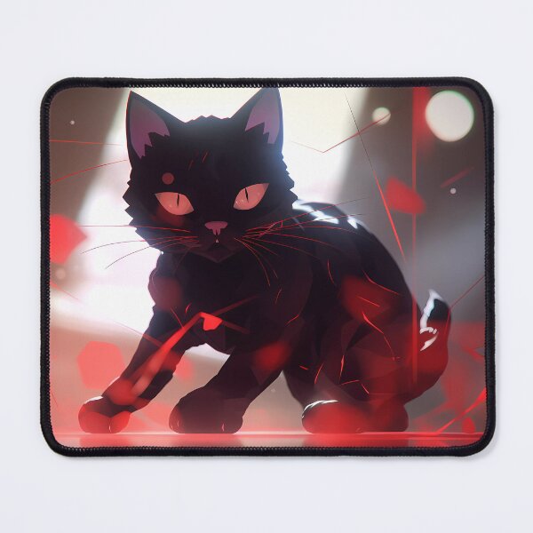 Artikelvorschau, Playful Black Cat Chasing Red Laser Beams on Metallic Surface entworfen und verkauft von SingularityGeek.