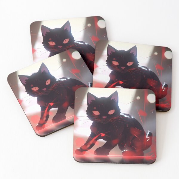 Item preview, Playful Black Cat Chasing Red Laser Beams on Metallic Surface designed and sold by SingularityGeek.