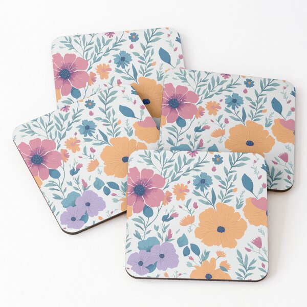 Item preview, boho flowers patten orange red pink designed and sold by jkrphoto.