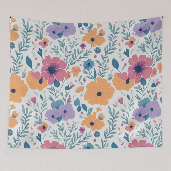 Item preview, boho flowers patten orange red pink designed and sold by jkrphoto.