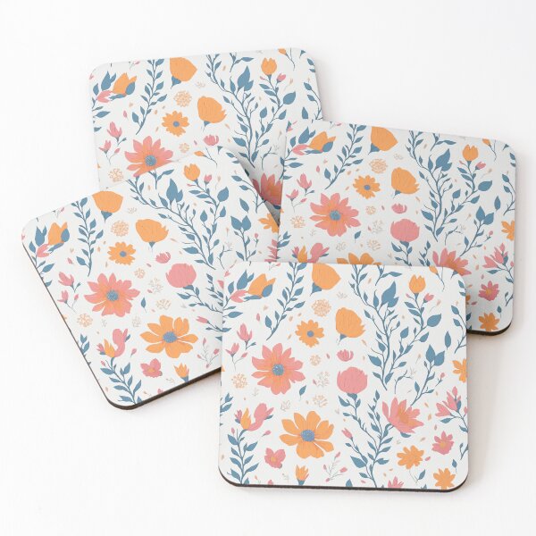 Item preview, boho flowers patten orange red pink designed and sold by jkrphoto.