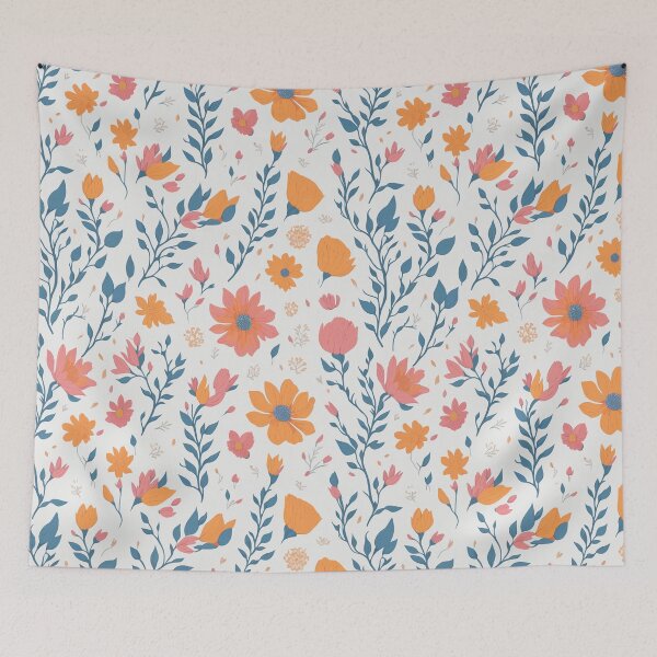 Item preview, boho flowers patten orange red pink designed and sold by jkrphoto.