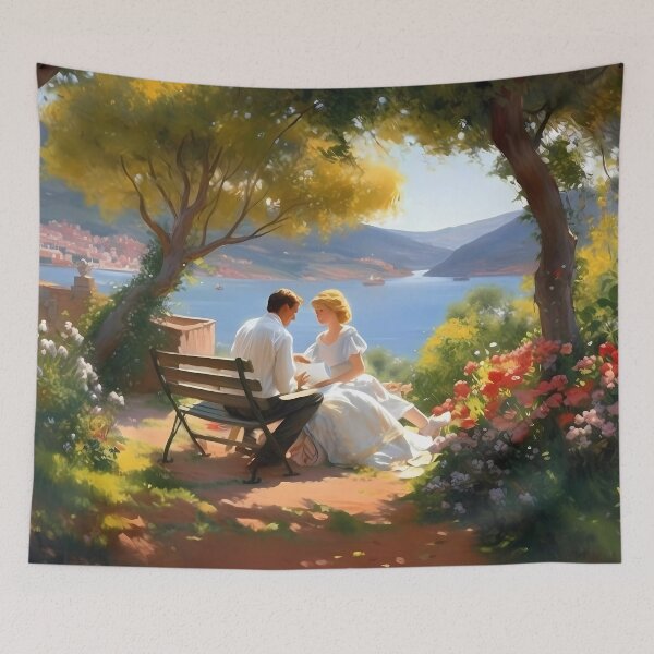 Item preview, Romantic Oil Painting of a Girl Proposing to Her Boyfriend designed and sold by SingularityGeek.
