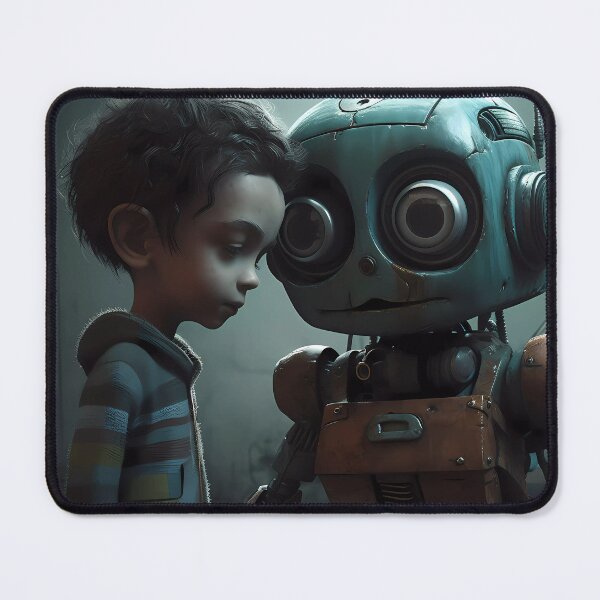 Item preview, Terrifying-Looking Boy and Robot designed and sold by SingularityGeek.