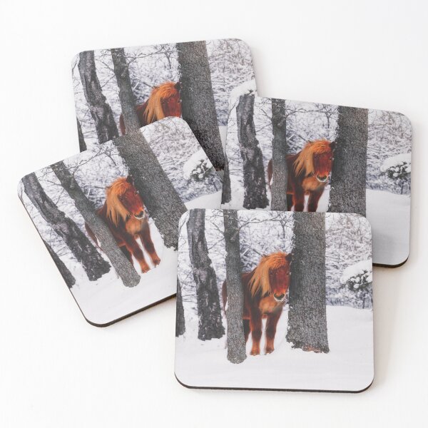 Item preview, Chestnut Horse Between Trees in Snowy Winter Landscape - Matte Version designed and sold by Nicklas81.