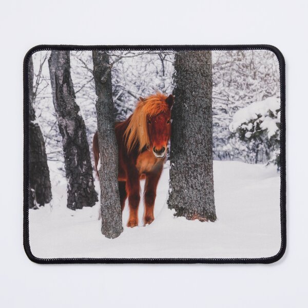 Item preview, Chestnut Horse Between Trees in Snowy Winter Landscape - Matte Version designed and sold by Nicklas81.