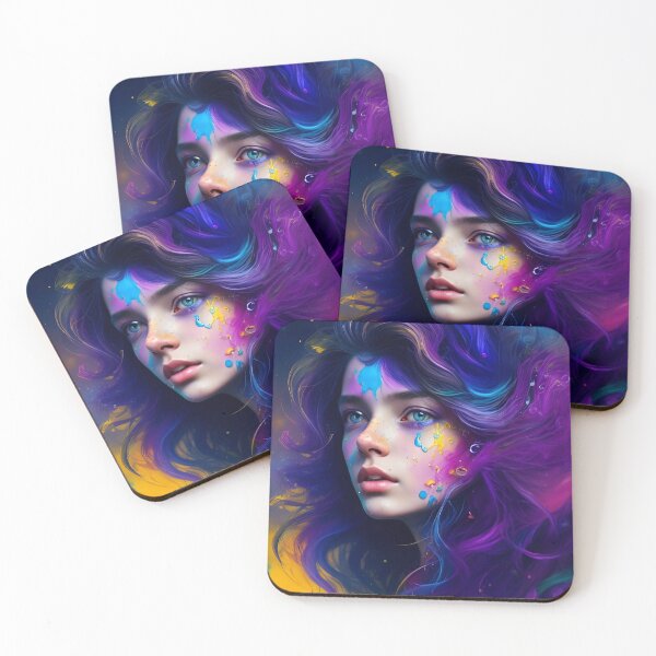 Item preview, Beautiful Girl With Rainbow Hairs designed and sold by basitcv.
