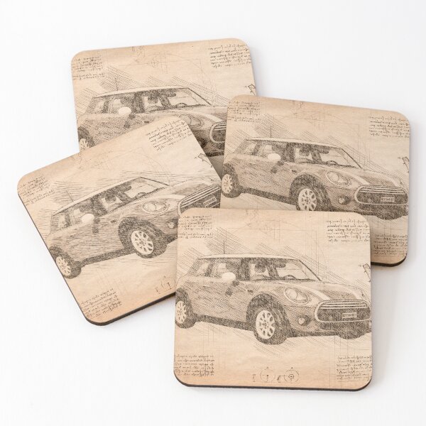 Artikelvorschau, Da Vinci Sketch Art MiniCooper - Vintage entworfen und verkauft von Rayyanz.