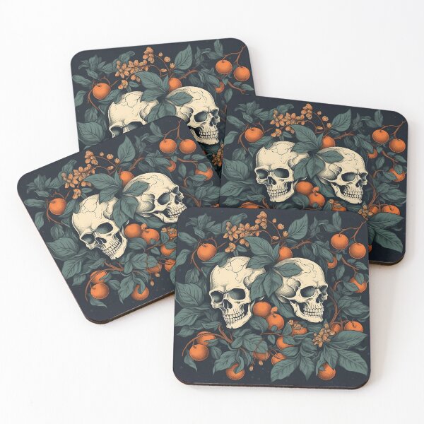 Item preview, Memento Mori - Skulls and Tangelo Huckleberry Floral designed and sold by RadicalBadical.