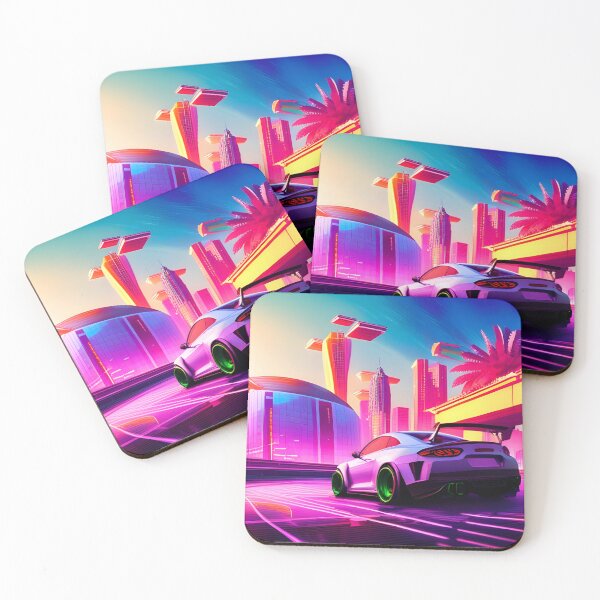 Item preview, Neon Porscha Super Car At Sunset designed and sold by Ink Art Design.