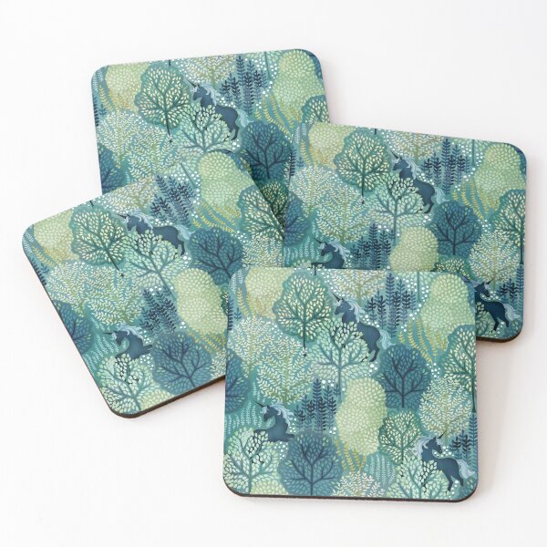 Item preview, Hidden unicorn woods in shades of green watercolor designed and sold by adenaJ.