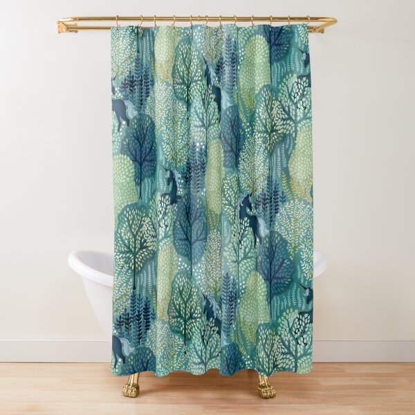 Item preview, Hidden unicorn woods in shades of green watercolor designed and sold by adenaJ.