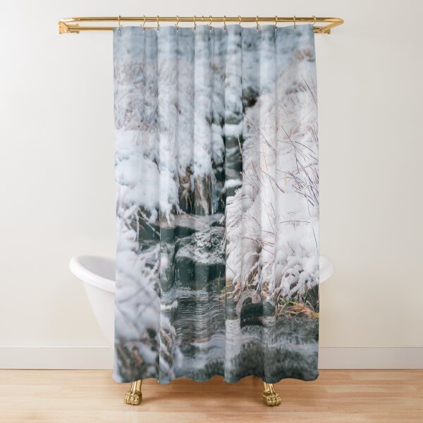 Snowy stream Shower Curtain