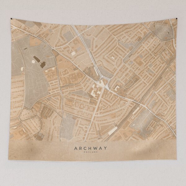 Artikelvorschau, Map of Archway (England) in sepia vintage style entworfen und verkauft von blursbyai.