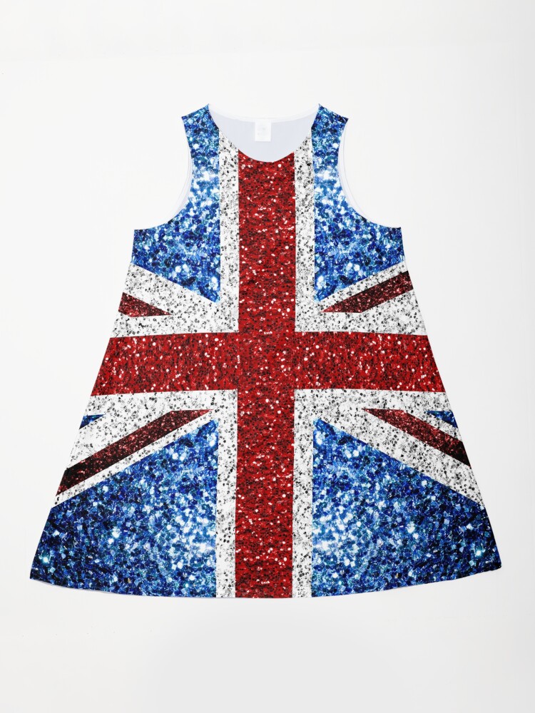 UK flag red blue white faux sparkles glitters United Kingdom British Union  Jack (Photo of Glitter - Not Reflective)" A-Line Dress for Sale by PLdesign  | Redbubble